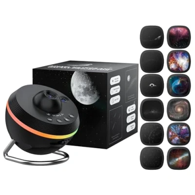 Image of Ainael Galaxy Projector, Star Projector Home Planetarium Starry Sky Night Light Ceiling Space Lamp with Strip, Meteor and &amp; Films Set for Kids Bedroom (Black)