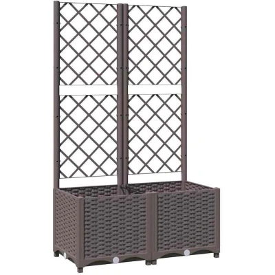 Image of vidaXL Garden Planter with Trellis Brown 80x40x136 cm PP