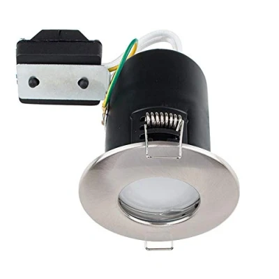 Image of MiniSun Fire Rated Bathroom/Shower IP65 Brushed Chrome Domed GU10 Ceiling Downlight