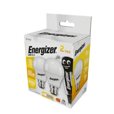 Image of Energizer S16709 Twin Pack GLS Lamp 8.2W Warm White