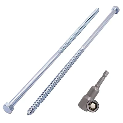 Image of SKIR&#039;CO (20 pcs) DIN 571 Zinc Plated Steel Hexagon Wood Screws M8 x 260 mm, Coach Screws, Hex Screw, Lag Bolts (With Magnetic Bit)