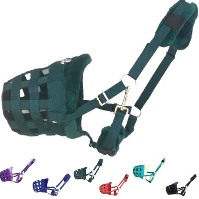 Image of Majestic Ally Mink Fleece Padded Breathable Grazing Muzzle Halter (Hunter Green)