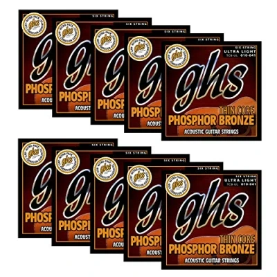 Image of GHS Strings Thin Core Phosphor Bronze 10 Sets Ultra Light (011 041) Acoustic Guitar (TCB UL