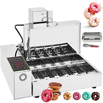 Image of 2000W Commercial Donut Making Machine, 4/6 Rows Mini Maker with Intelligent Control Panel,Digital Fryer Auto Flip Adjustable Thickness, CE/FCC/CCC/PSE 6Row