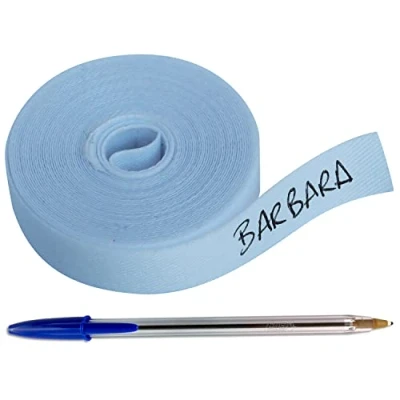 Image of 1 Roll of Cloth Tape 3 Metres x cm. Label Fusible to Write with Boli. Includes Pen. (Blue)
