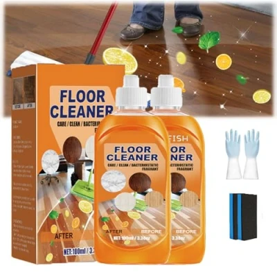 Image of Powerful Decontamination Floor Cleaner, Jue Fish Multi Purpose Wood Cleaning Concentrate For Wood, Tile Floors, Momeng Cleaner Orange (2PC)