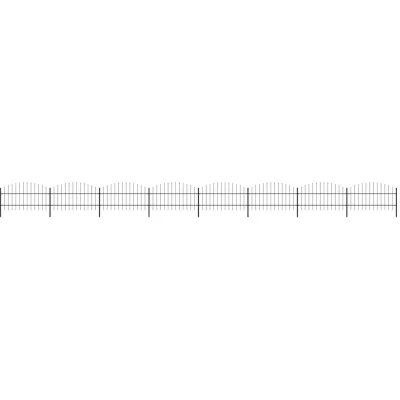 Image of vidaXL Garden Fence with Spear Top Steel (0.75 1)x13.6 m Black