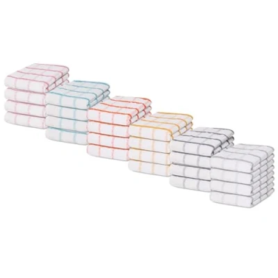 Image of GC GAVENO CAVAILIA 24 Pcs Check Tea Towels For Kitchen 50x76 cm Fast Drying &amp; Super Absorbent Chef Set Cloth Dish Cleaning Washable Bar