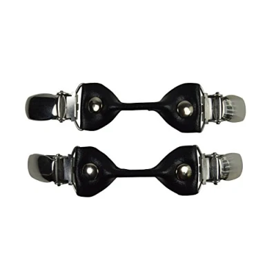 Image of Olata Women&#039;s Elasticated Leather Cinch Clips for Tops, Dresses and Cardigans Pack of Two. Black