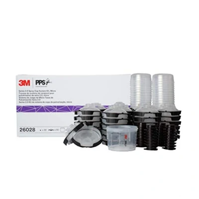 Image of 3M PPS 2.0 Spray Gun Cup, Lids and Liners Kit, 26028, Micro, 3 Ounces, 200 Micron Filter, Use for Cars, Furniture, House More, 1 Mini Paint 50 Micro Liners, Lids, 32 Sealing Plugs