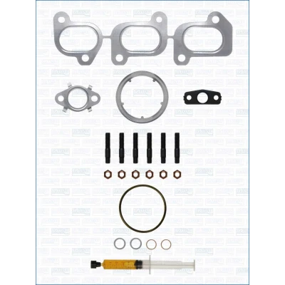 Image of 04B253019, 04B253019GX Mounting Kit, charger AJUSA JTC11946 with studs, syringe oil gaskets/seals VOLKSWAGEN: Polo V Hatchback