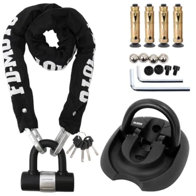 Image of FD MOTO 2M*10mm Steel Heavy Duty Motorbike Motorcycle Chain Lock Padlock + Hardened Ground Wall Anchor