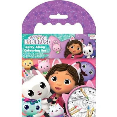 Image of Gabbys Dollhouse Bakey Cakey Colouring Set Carry Along Sheets Crayons Kids Activity Age 3+
