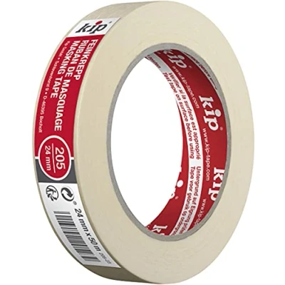 Image of Kip 5 Day Crepe Painters Masking Tape 24mm x 50m (1&quot;) Residue Free Removal for Painting and Decorating 1 Inch, Decorators Professional &amp; DIY Use, Walls, Indoor, Spray, Spraying