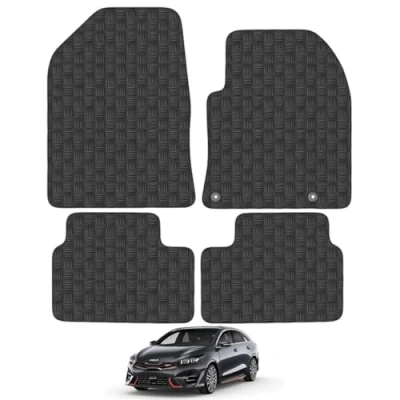 Image of 5mm Rubber Car Mats Compatible With Kia Xceed (2019+) Tailored Fit Floor Set Accessory Custom Anti Slip Backing Heavy Duty Waterproof Easy Clean Durable Weather Full Coverage Clips