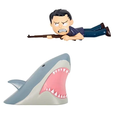 Image of Fizz Creations Jaws Comic Ons™. Collectible Figurines with Vinyl Stickers. 2 Wall Mountable 3D Figures Re Usable Gel Pads. Features Martin Brody &amp; Jaws.