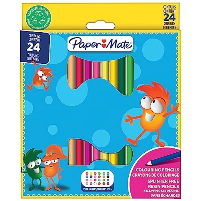 Image of Paper Mate Coloured Pencils for Kids, Pre sharpened Pencils, Assorted Colours, 24