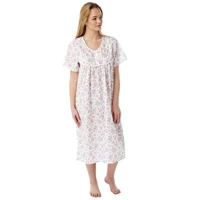 Image of Undercover Poly Cotton Short Sleeve Nightie MN11 PINK SPRIG 8 10