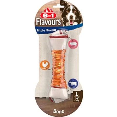 Image of 8in1 Triple Flavour bone L chewy dog with chicken fillet, pork hide and beef hide, 1 pc.
