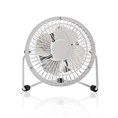 Image of White USB Metal Desktop Fan 10cm / 4&quot; Mini Silent Cooling