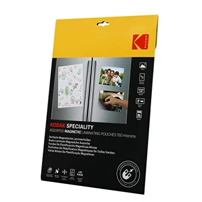 Image of KODAK Magnetic Laminating Pouches Pack of Assorted Sizes PK 10, 3pcs x A4, 4pcs 6&quot; 4&quot;, 5&quot; 7&quot; 150 Micron Thickness Brand Quality, Clear, KD LMASSMAG PK10C