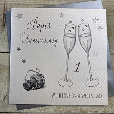 Image of WHITE COTTON CARDS Paper Love On Your Special Day Handmade 1st Anniversary Card, WA1