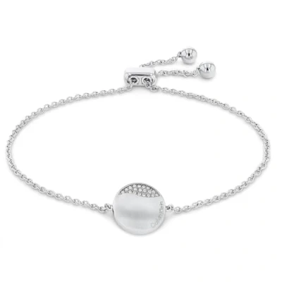 Image of Calvin Klein Women&#039;s MINIMAL CIRCULAR Collection Chain Bracelet Embellished with Crystals 35000134