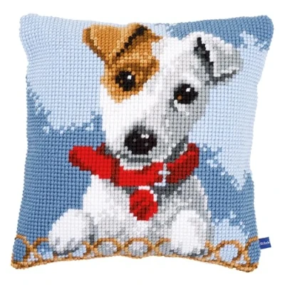 Image of Vervaco Cross Stitch Cushion Kit: Jack Russell, NA, 40 x 40cm