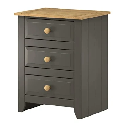 Image of Core Products, Capri 3 Drawer Bedside Cabinet, White with solid Pine Top