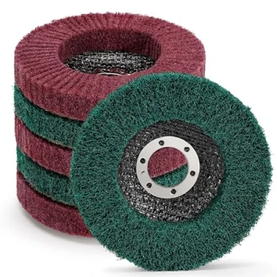 Image of SI FANG 6Pcs 4.5&#039;&#039; x7/8&#039;&#039; Nylon Flap Disc Mix Set, 180 &amp; 320 Grit Non Woven Buffing Polishing Wheel Scouring Pad Sanding Grinding Discs for Angle Grinder, Elastic Rust Removal
