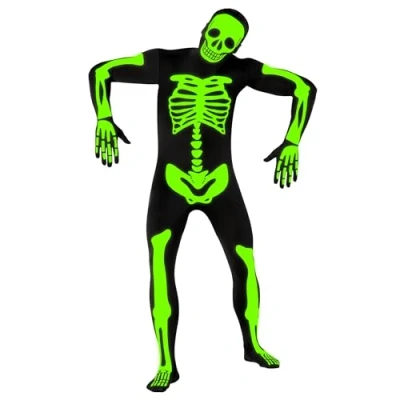 Image of Morphsuits Adult Skeleton Costume Men Glow In The Dark Scary Bones Bodysuit Halloween Costumes Medium