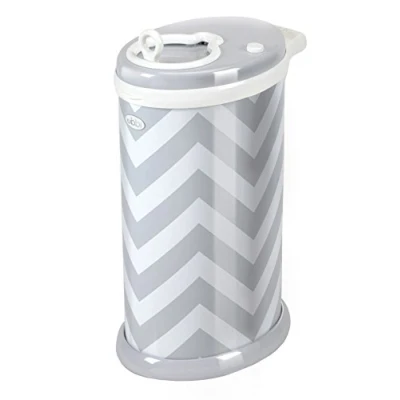 Image of Ubbi Steel Odour Locking Nappy Disposal Bin, No Special Bag Required Money Saving, Awards Winning, Modern Design Registry Must Have Grey Chevron