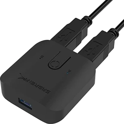 Image of SABRENT USB 3.2x1 sharing switch Selector, 2 in 1 out, computer peripheral Switcher, splitter, Bi Directional, for PCs Mouse Keyboard Printer Scanner (USB SW30)