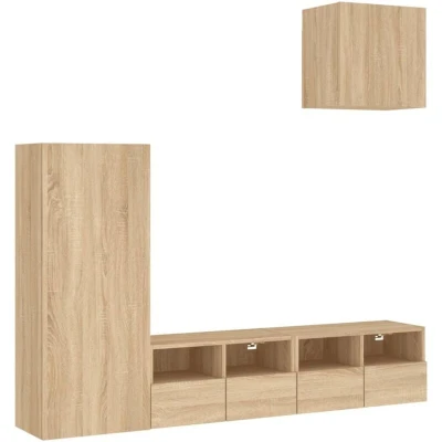 Image of 4 Piece tv Wall Units Sonoma Oak Engineered Wood Vidaxl