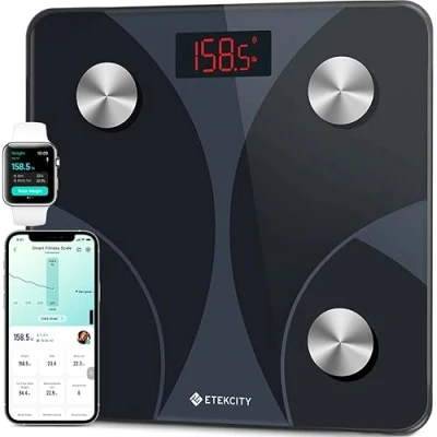 Image of Etekcity Bathroom Scale for Body Weight, BMI, Fat, Muscle Mass, Smart Digital Weighing with App&amp; Bluetooth, Accurate Composition Analyzer, Ash black