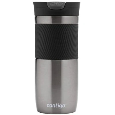 Image of Contigo Byron Snapseal Travel Mug Stainless Steel Thermal Vacuum Flask Leakproof Tumbler Coffee to Go with BPA Free Easy Clean Lid Gunmetal 720 ml