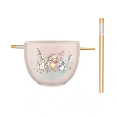 Image of Disney Winnie the Pooh Storybook 20 Ounce Ceramic Ramen Bowl and Chopstick Set