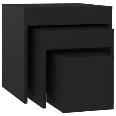 Image of vidaXL 3x Nesting Tables Home Living Room Furniture Accessories Modern Accent Side End Sofa Table Nest of Unit Chipboard Black