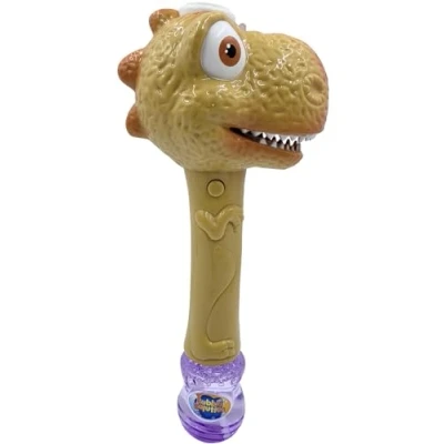 Image of Smiffys LED Light Up Dinosaur Bubble Wand with Pot, Batteries Included, Leisure Products Fancy Dress, Child Dress Jokes &amp; Novelties