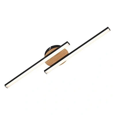 Image of Briloner Go LED ceiling lamp 2 bulb black/wood linear