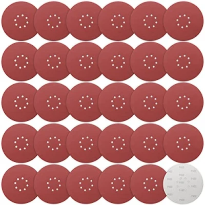 Image of STEBRUAM 225 mm Sanding Discs 400 Grit, 30 Pieces Orbital Sander 9 inch large Hook and Loop 8 Holes Round Sandpaper Sheet for Grinding Giraffe, Drywall Pads