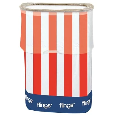 Image of Amscan International 130101 Flings Patriotic Patented Pop Up Trash Bin Party Supply, Multicolor, 22 x 15 10/13 Gallon