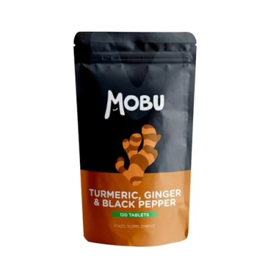 Image of Turmeric 2000mg with Black Pepper &amp; Ginger 120 Tablets High Strength Curcumin Supplement and Anti Inflammatory Vegan UK Made GMP Approved MOBU