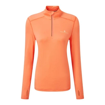 Image of RONHILL Women&#039;s Wmn&#039;s Tech Thermal 1/2 Zip Tee T Shirt, Peach/Lemongrass, 16