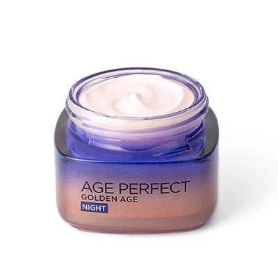 Image of L’Oréal Paris Age Perfect Golden Re Stimulating Night Cream 50+, Moisturising, Renew Skin Barrier Overnight and Reactivates Skin’s Radiance, Peony Native Cells, Calcium Vitamin B3, 50ml