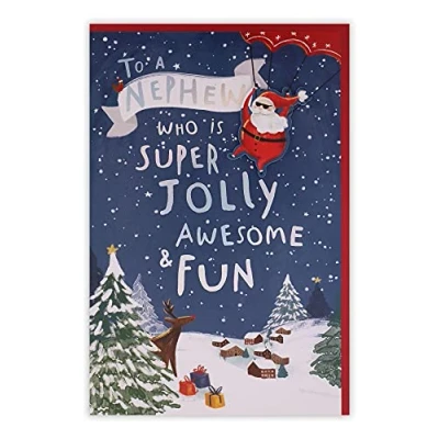 Image of Clintons: Parachuting Santa Nephew Christmas Card, Card for Nephew, Xmas Multi Colour, 155 x 235, 1171330