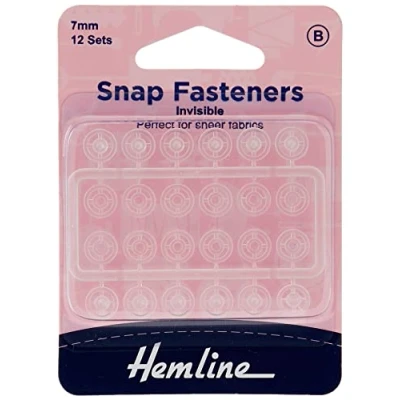 Image of Hemline Snap Fasteners Nylon (Invisible), 7mm, 12 sets