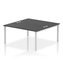 Image of Impulse Bench B2B 2 Person 1600 Silver Frame Office Desk Black
