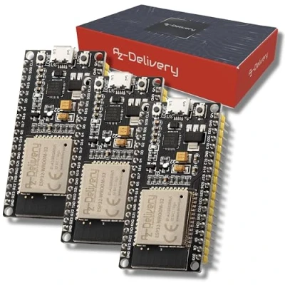 Image of AZDelivery 3 x ESP32 DevKitC NodeMCU WiFi WLAN CP2102 WROOM 32D IoT 2 In 1 Microcontroller Bluetooth Module Development Board compatible with Arduino including E Book!