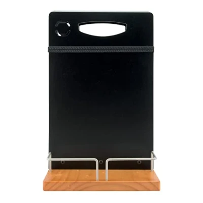 Image of Securit Wooden Chalkboard Menu Holder, Double Sided Condiments Caddy with Blackboard &amp; Extra POS Holder Great for Cafes, Restaurants Bars 22x20cm